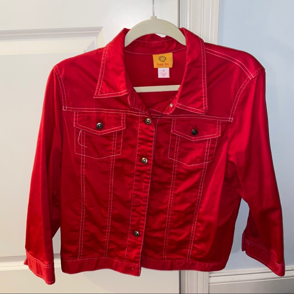 ruby rd red jean jacket - size: 16 EUC